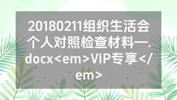 20180211组织生活会个人对照检查材料—.docx<em>VIP专享</em>