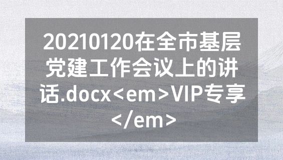 20210120在全市基层党建工作会议上的讲话.docx<em>VIP专享</em>