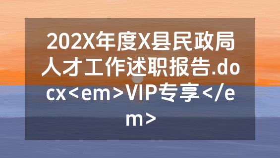 202X年度X县民政局人才工作述职报告.docx<em>VIP专享</em>