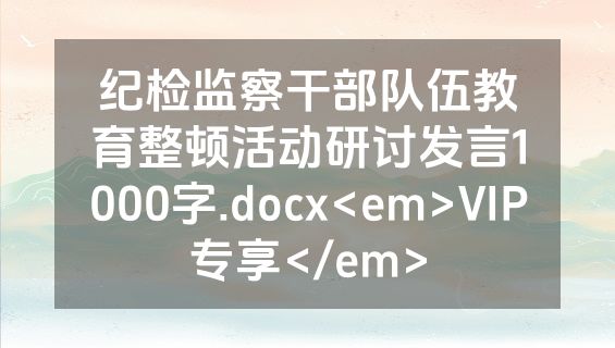 纪检监察干部队伍教育整顿活动研讨发言1000字.docx<em>VIP专享</em>