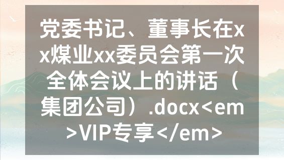 党委书记、董事长在xx煤业xx委员会第一次全体会议上的讲话（集团公司）.docx<em>VIP专享</em>