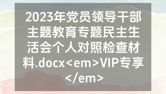 2023年党员领导干部主题教育专题民主生活会个人对照检查材料.docx<em>VIP专享</em>