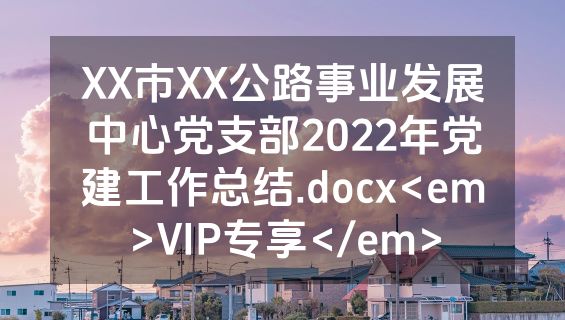 XX市XX公路事业发展中心党支部2022年党建工作总结.docx<em>VIP专享</em>