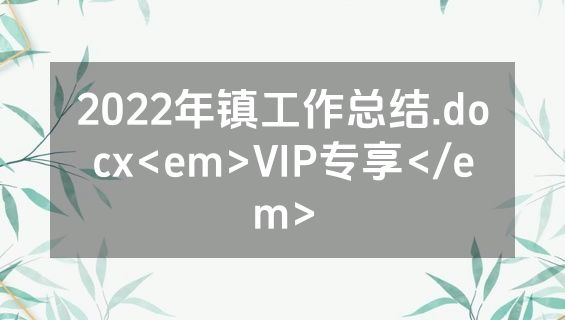 2022年镇工作总结.docx<em>VIP专享</em>