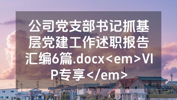 公司党支部书记抓基层党建工作述职报告汇编6篇.docx<em>VIP专享</em>
