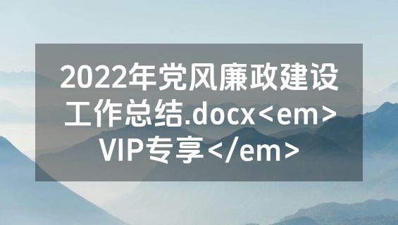 2022年党风廉政建设工作总结.docx<em>VIP专享</em>