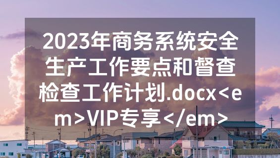 2023年商务系统安全生产工作要点和督查检查工作计划.docx<em>VIP专享</em>