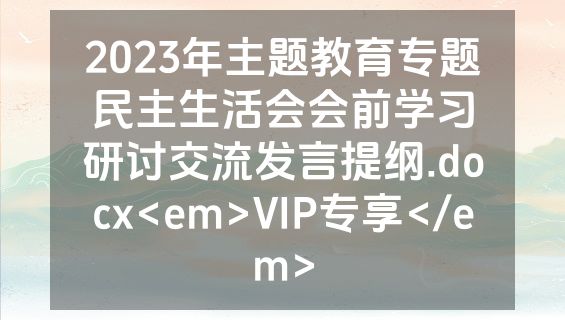 2023年主题教育专题民主生活会会前学习研讨交流发言提纲.docx<em>VIP专享</em>