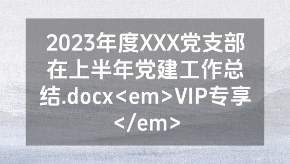 2023年度XXX党支部在上半年党建工作总结.docx<em>VIP专享</em>