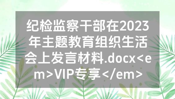 纪检监察干部在2023年主题教育组织生活会上发言材料.docx<em>VIP专享</em>