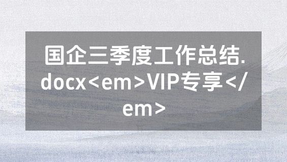 国企三季度工作总结.docx<em>VIP专享</em>