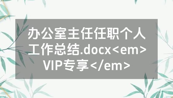 办公室主任任职个人工作总结.docx<em>VIP专享</em>