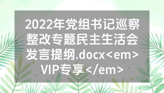 2022年党组书记巡察整改专题民主生活会发言提纲.docx<em>VIP专享</em>