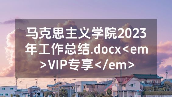 马克思主义学院2023年工作总结.docx<em>VIP专享</em>