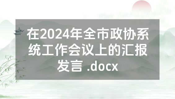 在2024年全市政协系统工作会议上的汇报发言 .docx