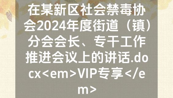 在某新区社会禁毒协会2024年度街道（镇）分会会长、专干工作推进会议上的讲话.docx<em>VIP专享</em>