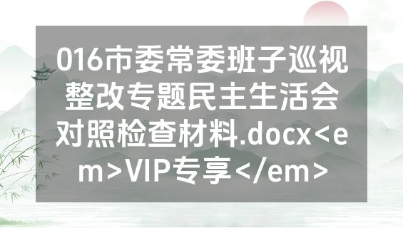 016市委常委班子巡视整改专题民主生活会对照检查材料.docx<em>VIP专享</em>