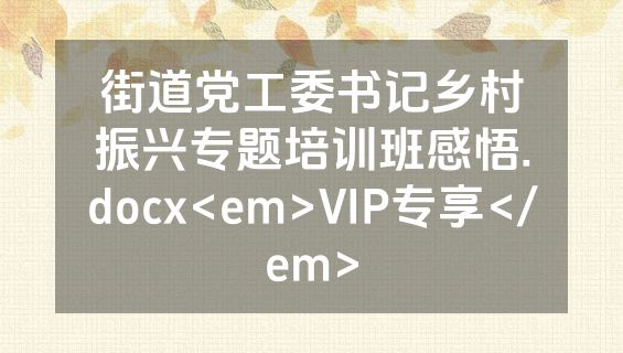 街道党工委书记乡村振兴专题培训班感悟.docx<em>VIP专享</em>