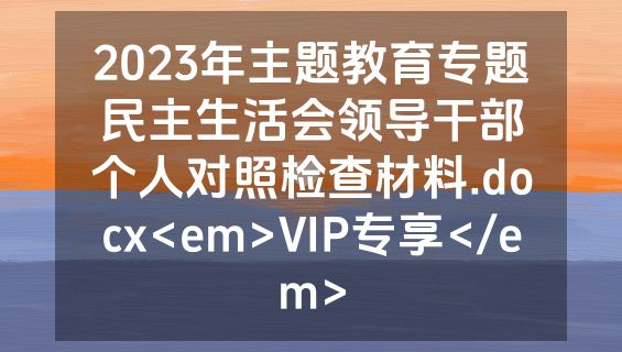 2023年主题教育专题民主生活会领导干部个人对照检查材料.docx<em>VIP专享</em>