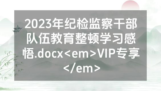 2023年纪检监察干部队伍教育整顿学习感悟.docx<em>VIP专享</em>