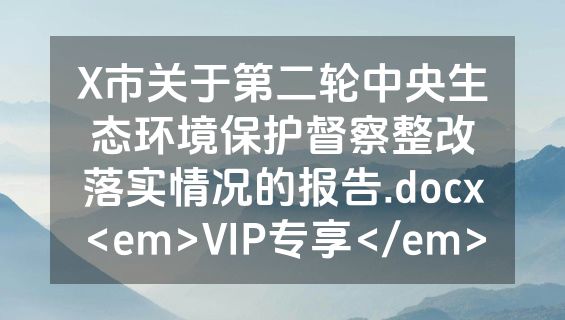 X市关于第二轮中央生态环境保护督察整改落实情况的报告.docx<em>VIP专享</em>