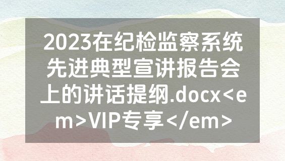 2023在纪检监察系统先进典型宣讲报告会上的讲话提纲.docx<em>VIP专享</em>