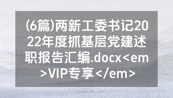 (6篇)两新工委书记2022年度抓基层党建述职报告汇编.docx<em>VIP专享</em>