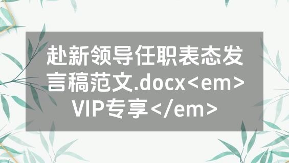 赴新领导任职表态发言稿范文.docx<em>VIP专享</em>