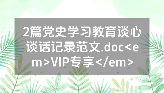 2篇党史学习教育谈心谈话记录范文.doc<em>VIP专享</em>