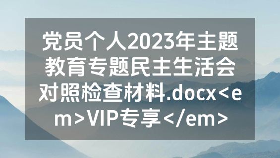 党员个人2023年主题教育专题民主生活会对照检查材料.docx<em>VIP专享</em>
