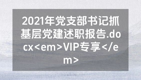 2021年党支部书记抓基层党建述职报告.docx<em>VIP专享</em>