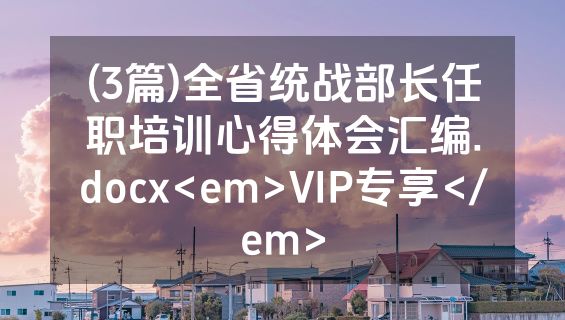 (3篇)全省统战部长任职培训心得体会汇编.docx<em>VIP专享</em>