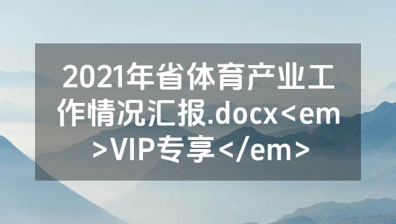 2021年省体育产业工作情况汇报.docx<em>VIP专享</em>