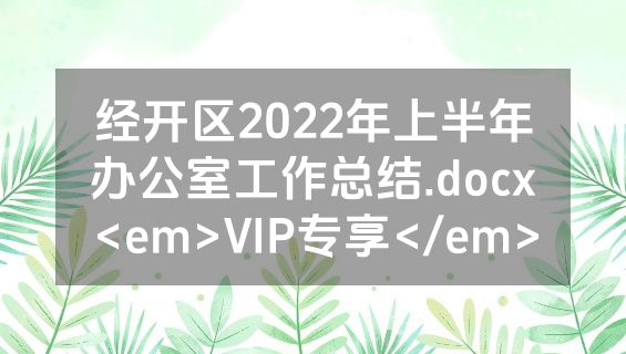 经开区2022年上半年办公室工作总结.docx<em>VIP专享</em>