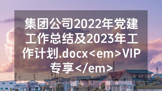 集团公司2022年党建工作总结及2023年工作计划.docx<em>VIP专享</em>