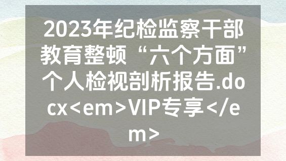 2023年纪检监察干部教育整顿“六个方面”个人检视剖析报告.docx<em>VIP专享</em>
