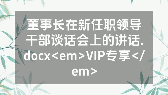 董事长在新任职领导干部谈话会上的讲话.docx<em>VIP专享</em>