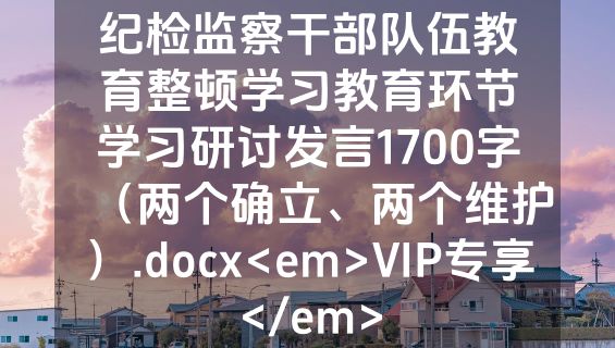 纪检监察干部队伍教育整顿学习教育环节学习研讨发言1700字（两个确立、两个维护）.docx<em>VIP专享</em>
