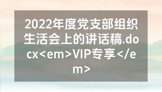 2022年度党支部组织生活会上的讲话稿.docx<em>VIP专享</em>