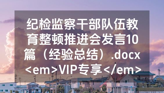 纪检监察干部队伍教育整顿推进会发言10篇（经验总结）.docx<em>VIP专享</em>