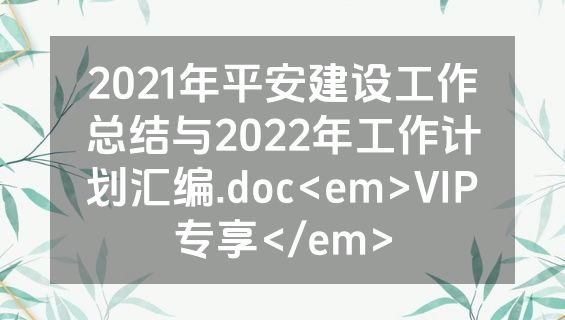 2021年平安建设工作总结与2022年工作计划汇编.doc<em>VIP专享</em>