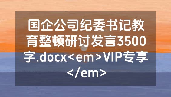 国企公司纪委书记教育整顿研讨发言3500字.docx<em>VIP专享</em>