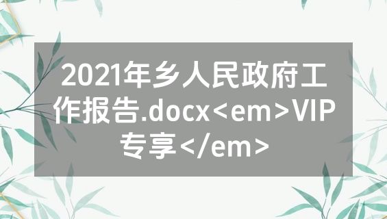 2021年乡人民政府工作报告.docx<em>VIP专享</em>