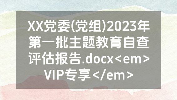 XX党委(党组)2023年第一批主题教育自查评估报告.docx<em>VIP专享</em>