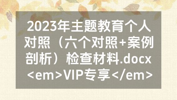 2023年主题教育个人对照（六个对照+案例剖析）检查材料.docx<em>VIP专享</em>