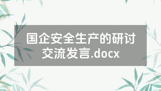国企安全生产的研讨交流发言.docx