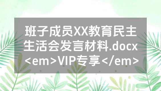 班子成员XX教育民主生活会发言材料.docx<em>VIP专享</em>