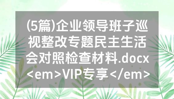 (5篇)企业领导班子巡视整改专题民主生活会对照检查材料.docx<em>VIP专享</em>