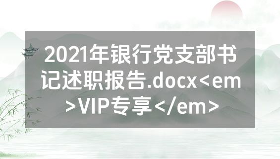 2021年银行党支部书记述职报告.docx<em>VIP专享</em>