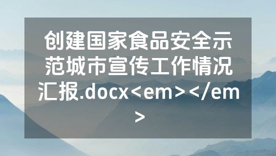 创建国家食品安全示范城市宣传工作情况汇报.docx<em></em>